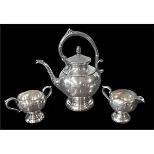 Antique Arts Co SPC Silver Plated 3pc Tea & Coffee Service Set Victorian Style